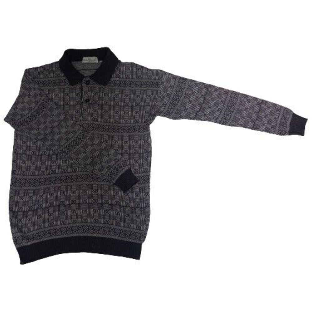 Size 38 PittoPit 20¼" Vintage David Miller Grey Pattern Collared Button Jumper - Picture 1 of 3